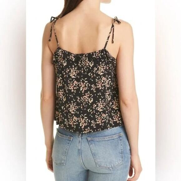 BA&SH Veda Print Camisole Tie Straps Sz Small Black - Picture 3 of 9